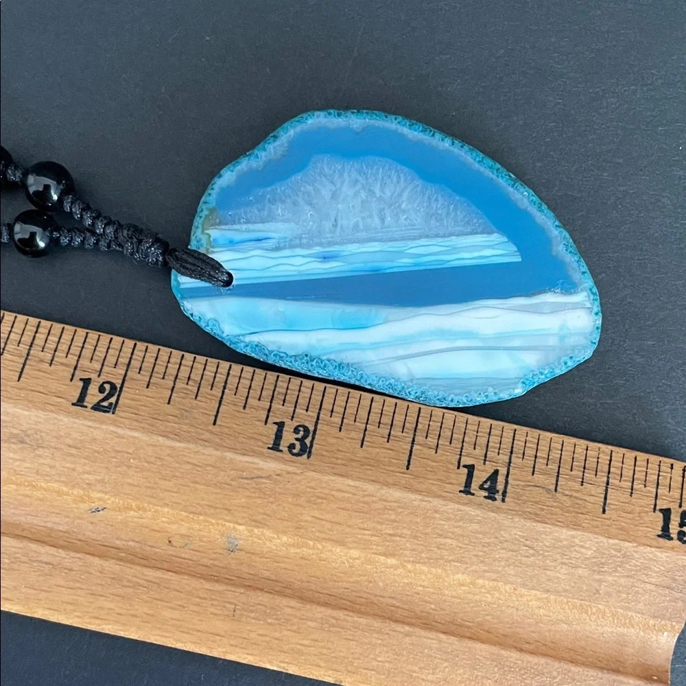 Beautiful Blue Agate Pendant Necklace